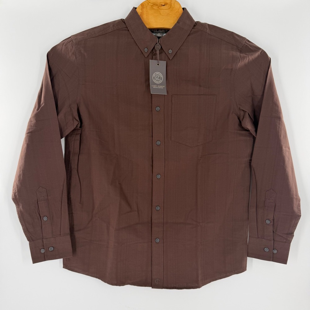 Cody James Old West Brown Dobby Stripe Cotton Western Shirt CJSU25W45-DKBN M
